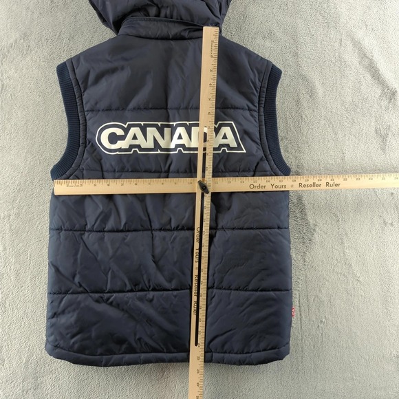 Canada Olympic Team Jacket Mens Small Blue Turin 2006 Hooded Puffer Vest HBC - Picture 9 of 12